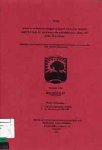 Image of Kepastian Hukum Terhadap Klaim Asuransi Profesi Dokter Pada PT. Asuransi Umum Bumiputera Muda 1967 Kota pekanbaru