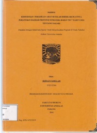 Image of Kedudukan peradilan adat setelah diberlakukannya peraturan daerah Provinsi  Sumatera Barat No. 7 Th. 2018 tentang Nagari