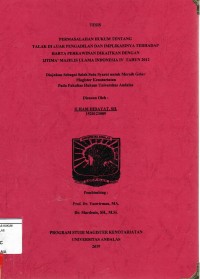 Image of Permasalahan hukum tentang talak diluar pengadilan dan implikasinya terhadap harta perkawinan dikaitkan dengan Ijtima Majelis Ulama Indonesia IV Th. 2012