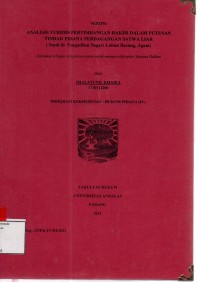 Image of Analisis yuridis pertimbangan hakim dalam putusan tindak pidana perdagangan satwa liar (studi di Pengadilan Negeri Lubuk Basung Agam)