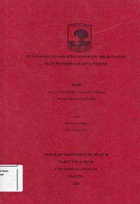 Image of Penguasaan Tanah Sebagai Barang Milik Daerah Oleh Pemerintah Kota Padang