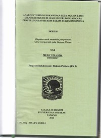 Image of Analisis Yuridis perkawinan beda agama yang dilangsungkan diluar Negeri dengan cara penyeludupan hukum dalam hukum Indonesia