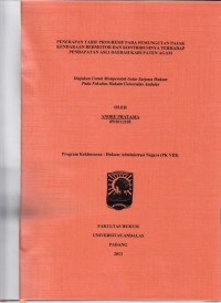 Image of Penerapan tarif progresif pada pemungutan pajak kendaraan bermotor dan kontribusinya terhadap pendapatan asli daerah Kabupaten Agam