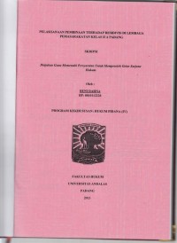 Image of Pelaksanaan pembinaan terhadap resedivis di lembaga pemasyarakatan kelas II A Padang