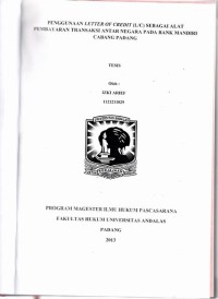 Image of Penggunaan letter of credit (L/c) sebagai alat pembayaran transaksi antar beberapa negara pada bank Mandiri Cab. Padang