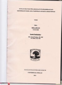 Image of Pengaturan dan pelaksanaan standarisasi dan sertifikasi usaha jasa Pariwisata di kota Bukitinggi