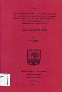 Image of Tinjauan Yuridis Tindak Pidana Pencemaran Nama Baik Dalam Kitab Undang-Undang Hukum Pidana
Dikaitkan Dengan Pasal 27 Ayat (3) Undang-Undang Informasi Dan Transaksi Elekronik:Studi Putusan
Nomor 1909 K/Pid.Sus/2021