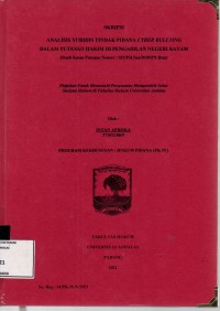 Image of Analisis yuridis tindak pidana cyber bullying dalam putusan hakim di Pengadilan Negeri Batam (studi kasus putusan nomor; 925/Pid.Sus/2020/PTN Btm)