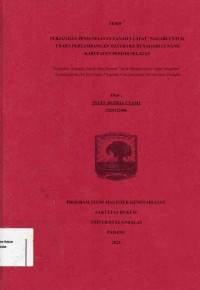 Image of Perjanjian Pemanfaatan Tanah Ulayat Nagari Untuk Usaha Pertambangan Batubara Di Nagari Lunang
Kabupaten Pesisir Selatan