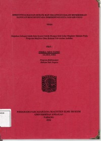 Image of Efektivitas bagian hukum dan organisasi dalam memberikan bantuan hukum kepada pemerintah kota Sawahlunto