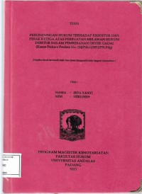 Image of Perlindungan hukum terhadap kreditur dan pihak ketiga atas perbuatan melawan hukum debitur dalam pembebanan obyek gadai (kasus perkara perdata no. 124/Pdt.G/2011/Pn.Pdg)