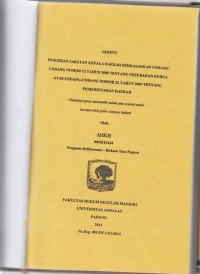 Image of pengisian jabatan kepala Daerah berdasarkan undang undang no. 12 tahun 2008 tentang perubahan kedua atas undang undang no. 32 th. 2004 tentang pemerintah Daerah