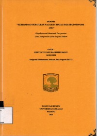 Image of Keberadaan peraturan nagari di tinjau dari segi otonomi asli
