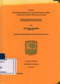 Image of Implementasi peraturan daerah kota Solok nomor 3 tahun 2007 tentang pengelolaan pasar
