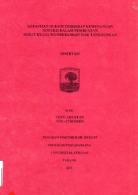 Image of Kepastian Hukum Terhadap Kewenangan Notaris Dalam Pembuatan Surar Kuasa 
Membebankan Hak tanggungan