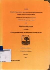 Image of Perlindungan hukum terhadap lahan pertanian pangan berkelanjutan di Kota Padang
