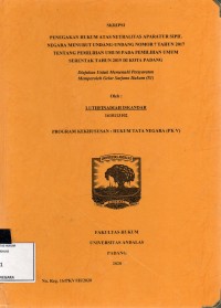 Image of Penegakan hukum atas netralitas aparatur sipil negara menurut undang undang no. 7tahun 2017 tentang pemilihan umum pada pemilihan umum serentak th 2019 di Padag