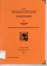 Image of Pengadaan tanah untuk pembangunan lanjutan daerah irigasi Batang Bayang Pasaman Barat