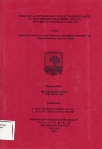 Image of Efektifitas Penyelesaian Sengketa Kredit Macet PT.BPR Sarimadu(Perseroda) Melalui Pengadilan
Negeri Bangkinang