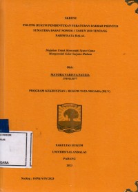 Image of Politik hukum pembentukan peraturan Daerah Provinsi Sumatera Barat nomor 1 tahun 2020 tentang Pariwisata halal