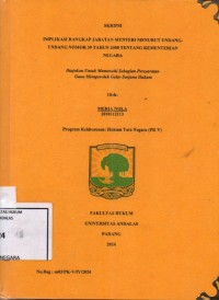 Image of Implikasi rangkap jabatan Menteri menurut Undang Undang nomor 39 tahun 2008 tentang Kementerian Negara