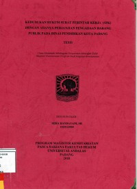 Image of Kedudukan hukum surat perintah kerja (SPK) dengan adanya perjanjian pengadaan barang publik pada dinas pendidikan kota Padang