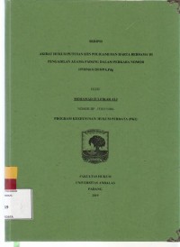 Image of Akibat hukum putusan izin poligami dan harta bersama di pengadilan Agama Padang dalam perkara Nomor 1073/Pdt.G/2018/PA.Pdg