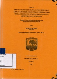 Image of Implementasi fungsi pengawasan Dewan Perwakilan Rakyat Daerah kota Padang Panjang periode 2019-2024 terhadap pemerintahan Kota Padang Panjang dalam mewujudkan good governace