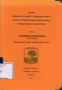 Image of Pembangunan gedung parkir roda empat pasar atas sebagai barang milik daerah pemerintah kota Bukittinggi