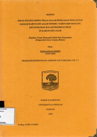 Image of Peran polisi pamong praja dalam penegakan peraturan daerah kab Agam no. 1 thn 2020 tentang ketentraman dan ketertiban umum di Kab Agam