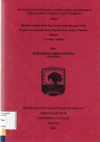 Image of Penyelesaian sengketa pertanahan oleh badan pertanahan nasional kota Padang