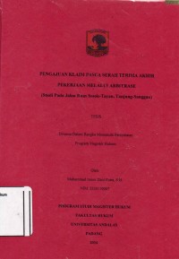 Image of pengajuan klaim Pasca Serah Terima Akibat Pekerjaan Melalui Arbitrase
(Studi Pada jalan Ruas Sosok-Tayan, tanjung-Sanggau)