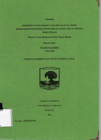 Image of Kedudukan wali nasab yang dinyatakan adhal berdasarkan penetapan pengadilan agama kelas IB kota Bukittinggi