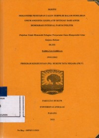Image of Mekanisme penetapan calon terpilih dalam pemilihan umum anggota legislatif ditinjau dari aspek demokrasi internal partai politik