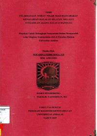 Image of Pelaksanaan Itsbat Nikah bagi masyarakat kenagarian Malalak Selatan melalui pengadilan agama kelas II Maninjau