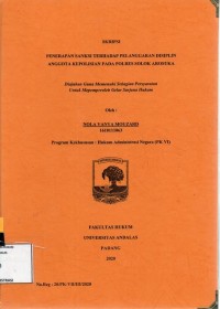 Image of Penerapan sanksi terhadap pelanggaran disiplin anggota kepolisian pada Polres Solok Arosuka