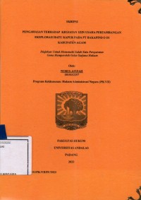 Image of Pengawasan terhadap kegiatan izin usaha pertambangan eksplorasi batu kapur pada PT Bakapindo di Kabupaten Agam