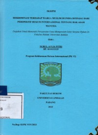 Image of Diskriminasi terhadap warga muslim di India ditinjau dari perspektif hukum internasional tentang hak asasi manusia