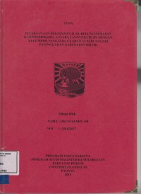 Image of Pelaksanaan perjanjian jual beli penyerapan karbondioksida antara Co2 Overate BV dengan kelompok pengelola lahan VCM di Nagari Paninggahan Kabupaten Solok
