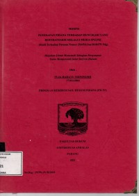 Image of Penerapan pidana terhadap mucikari yang bertransaksi melalui media online (studi terhadap putusan no 354/Pid.Sus/2018/PN Pdg)