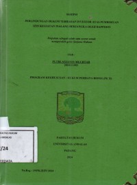 Image of Perlindungan hukum terhadap investor atas pembekuan izin kegiatan pialang berjangka oleh BAPPEBTI