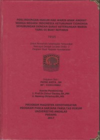 Image of Perlindungan hukum hak waris anak angkat warga negara Indonesia keturunan Tionghoa sehubungan dengan surat keterangan waris yang dibuat notaris
