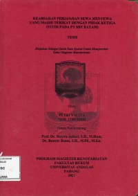 Image of Keabsahan Perjanjian Sewa Menyewa Yang masih Terikat Dengan pihak Ketiga
(Studi Pada PT SBT Batam)