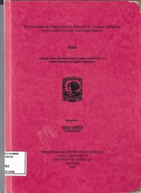 Image of Pelaksanaan perkawinan penganut agama berbeda dan akibatnya di Pasaman Barat