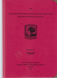 Image of Parate eksekusi terhadap grosse akta hak tanggungan di pengadilan negeri klas 1A Padang