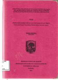 Image of Efektifitas pelaksanaan tugas dan wewenang jaksa dalam penyidikan perkara tindak pidana korupsi di wilayah hukum kejaksanaan Negeri Lubuk Basung