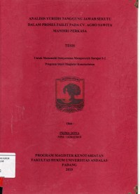 Image of Analisis Yuridis Tanggung jawab sekutu dalam proses pailit pada CV. Ago Sawita Mandiri Perkasa