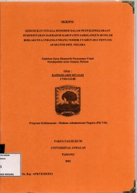 Image of Kedudukan tenaga honorer dalam penyelenggaraan pemerintahan daerah di Kabupaten Sarolangun setelah berlakunya Undang Undang No 5 tahun 2014 tentang Aparatur Sipil Negara