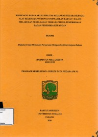 Image of Wewenang badan akuntabilitas keuangan negara sebagai alat kelengkapan dewan perwakilan rakyat dalam melakukan penelaahan terhadap hasil pemeriksaan badan pemeriksa keuangan