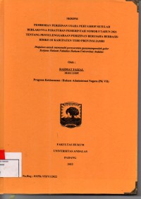 Image of Pemberian perizinan usaha pertasop setelah berlakunya peraturan pmerintah no 5 tahun 2021 tentang penyelenggaraan perizinan berusaha berbasis risiko di Kabupaten Tebo Provinsi Jambi